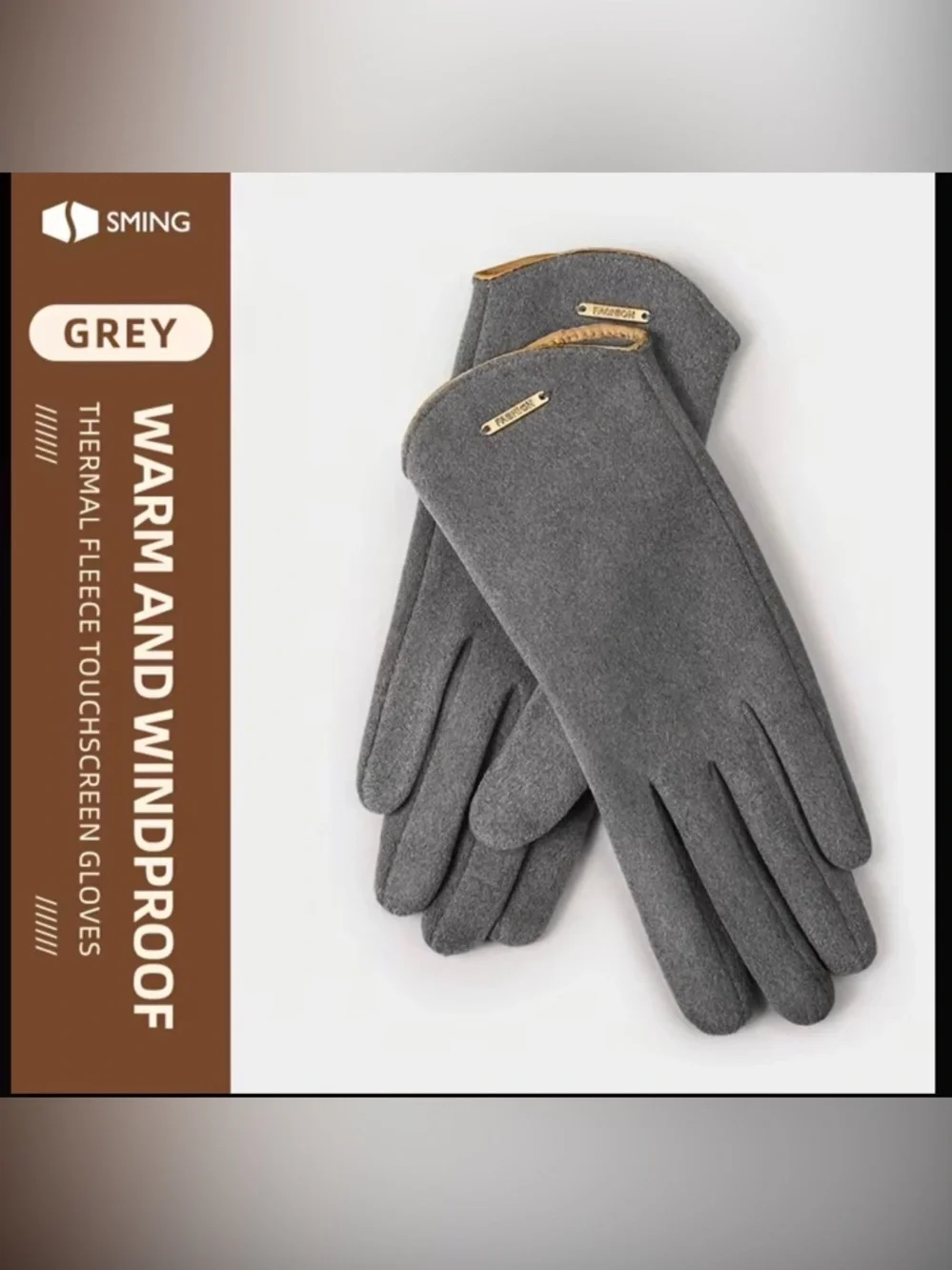 Elegant Gray Women's Soft Touchscreen Winter Gloves
